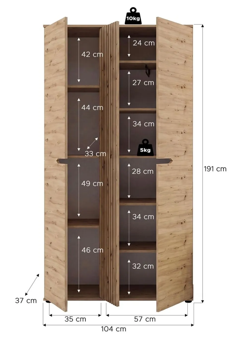 Garderobenschrank Keno 1 | Artisan Eiche