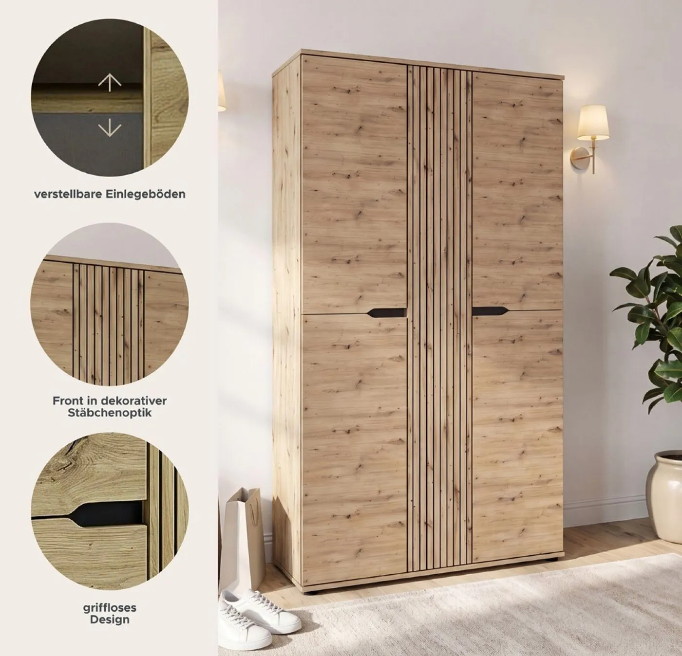Garderobenschrank Keno 1 | Artisan Eiche