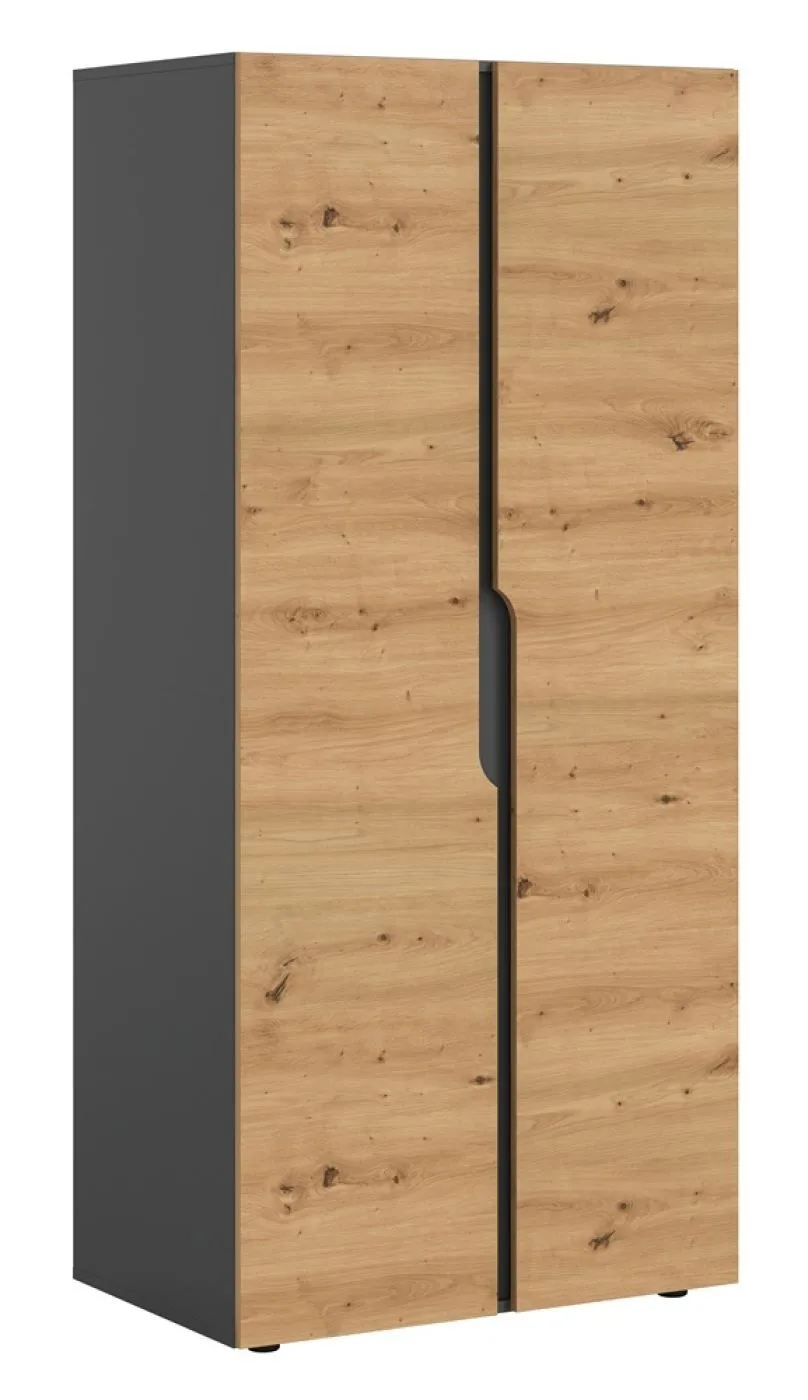 Garderobenschrank Kleiderschrank Anga | Anthrazit / Artisan Eiche