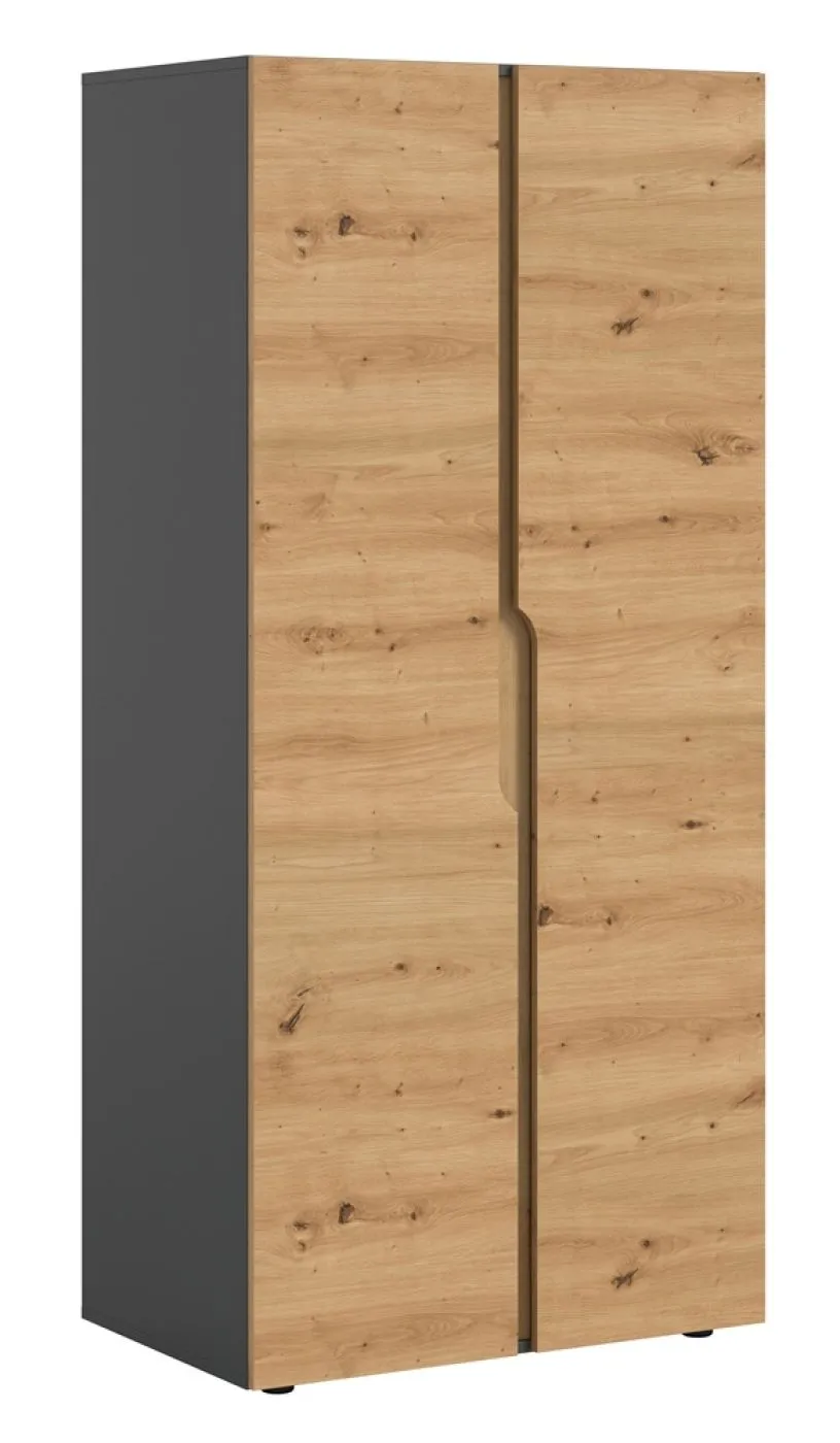 Garderobenschrank Kleiderschrank Anga | Anthrazit / Artisan Eiche