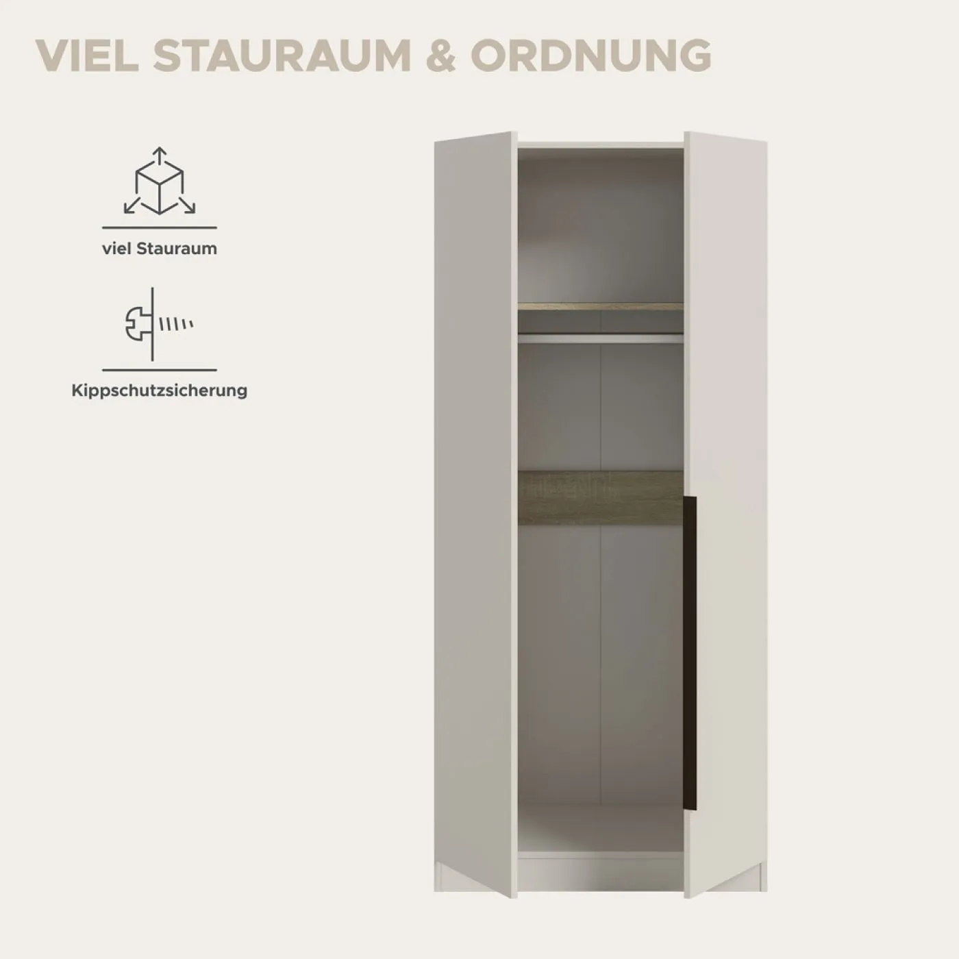 Garderobenschrank Kleiderschrank Kopenhagen | 2-türig | Kaschmir