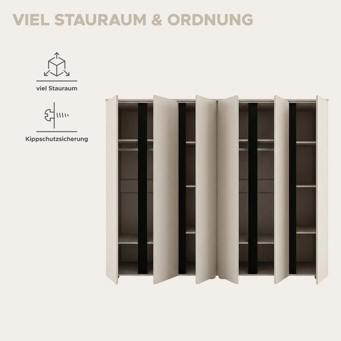 Garderobenschrank Kleiderschrank Set Amara 1 | Kaschmir