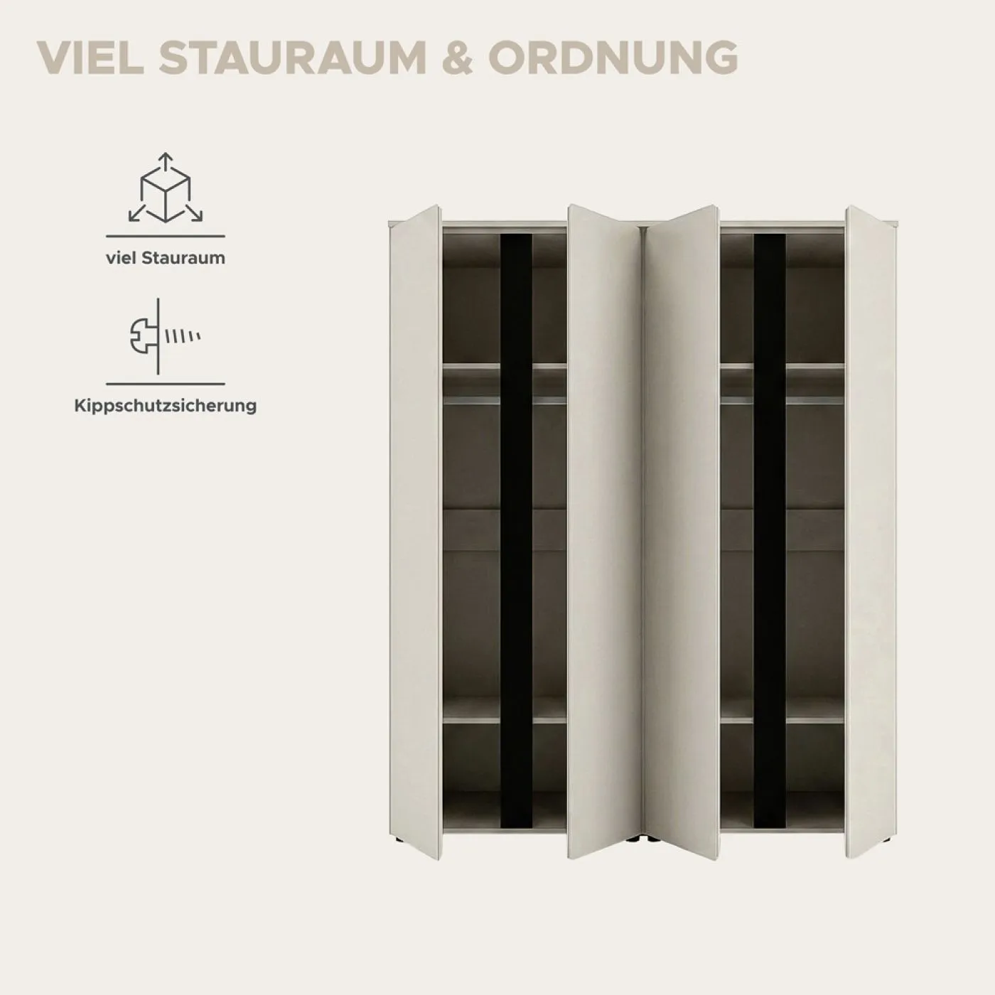 Garderobenschrank Kleiderschrank Set Amara | Kaschmir