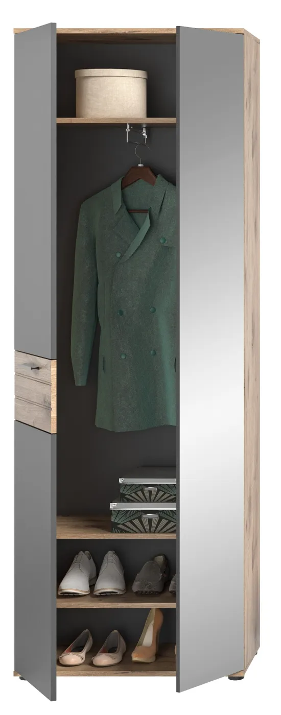 Garderobenschrank Mason | Nox Oak / Basalt Grau