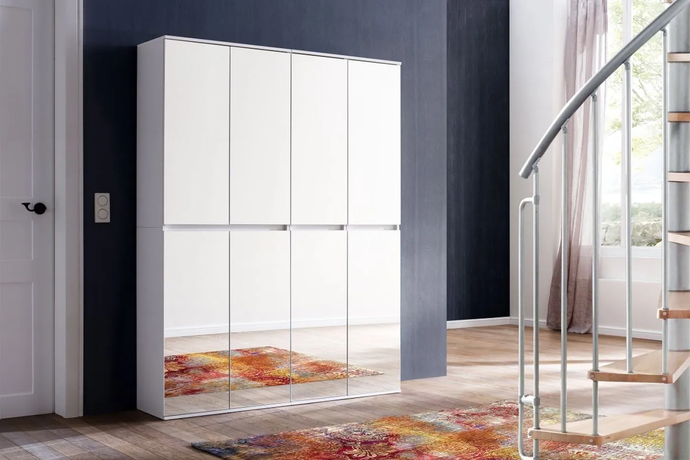 Garderobenschrank Mirror 2 | Kombination | weiß | 2-teilig