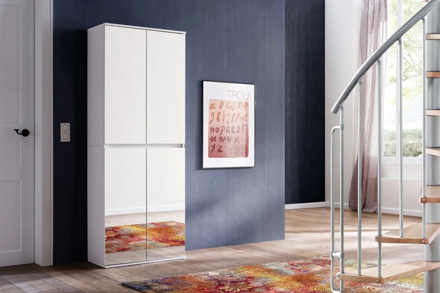 Garderobenschrank Mirror | weiß | Spiegeltüren