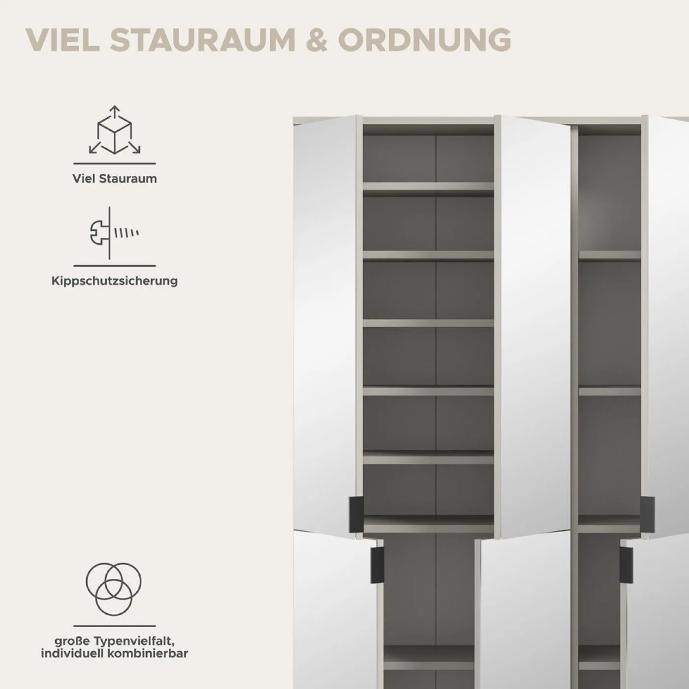 Garderobenschrank Projekt X 1 | Kombination | Kaschmir | 2-teilig