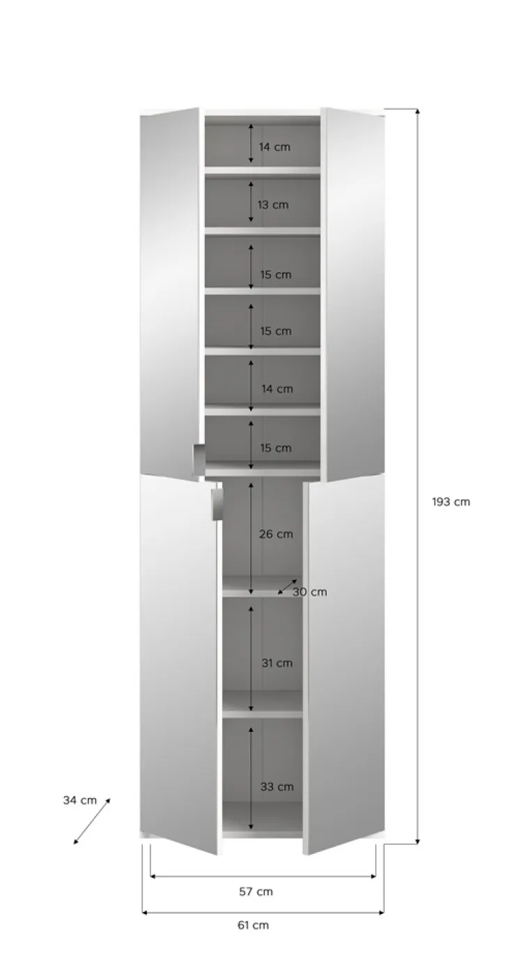 Garderobenschrank Projekt X 1 | Kombination | weiß Hochglanz Spiegeltüren | 3-teilig
