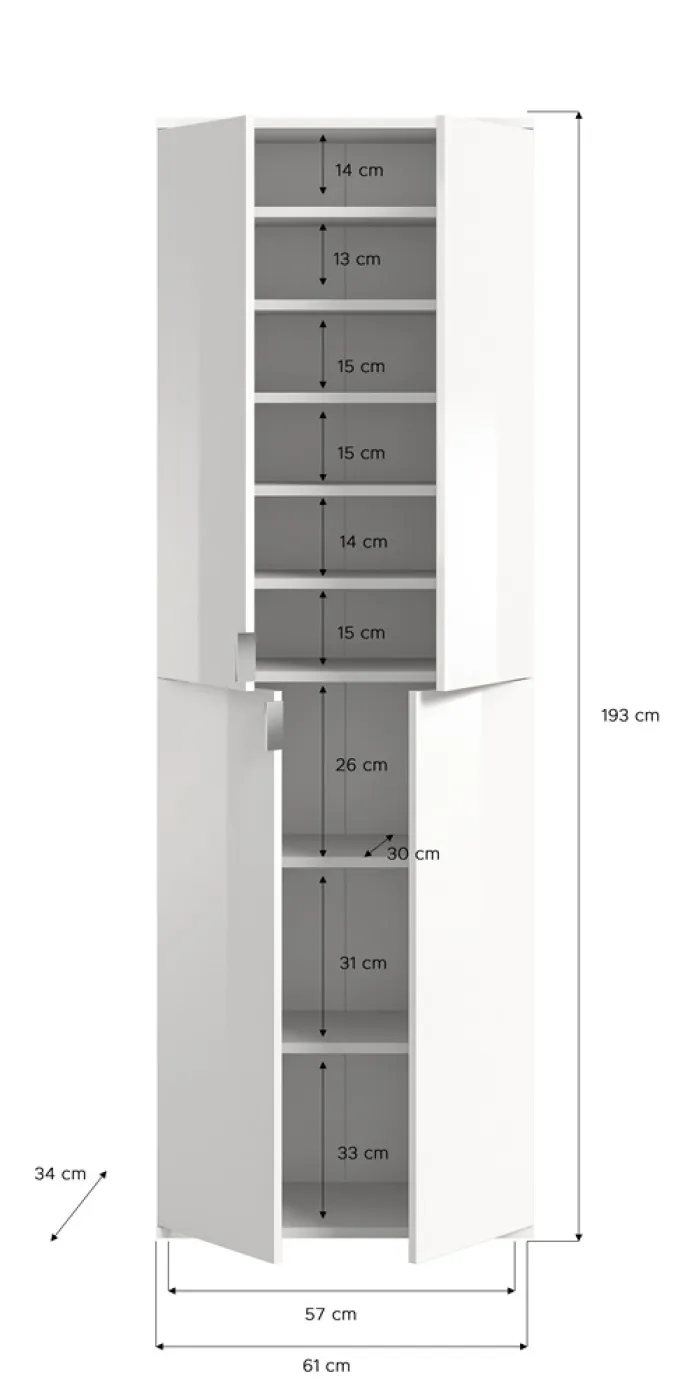 Garderobenschrank Projekt X | Kombination | weiß Hochglanz | 2-teilig