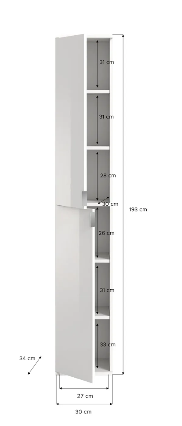 Garderobenschrank Projekt X | Kombination | weiß Hochglanz | 2-teilig