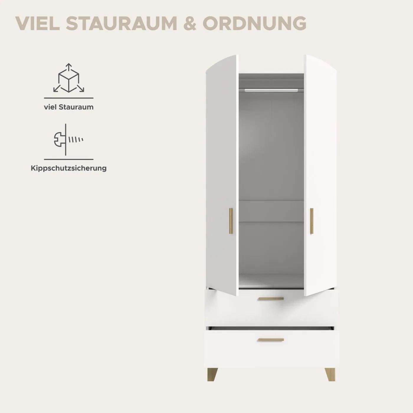 Garderobenschrank Stella | weiß / Artisan Eiche