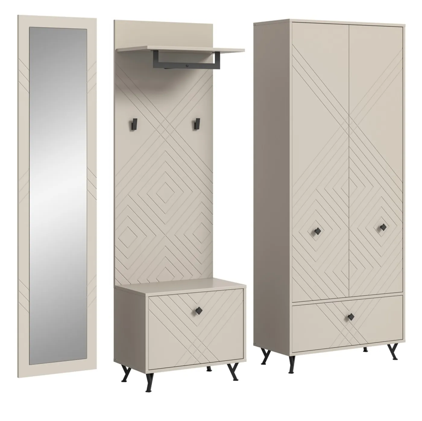 Garderobenspiegel | Wandspiegel Notes | beige matt/sandfarben