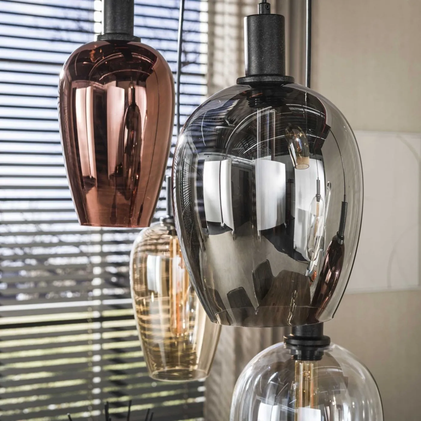 Hängelampe Ambera | 7 Leuchten | Glas | Artic schwarz