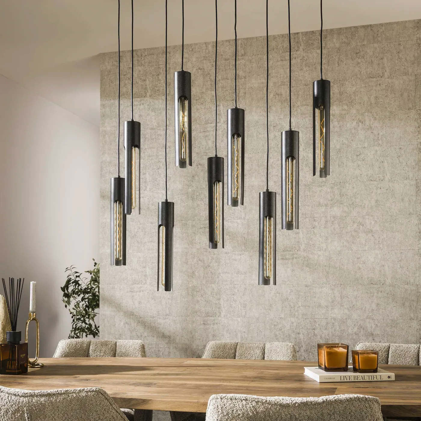 Hängelampe Bondo 9 Lampen | Metall | Artic schwarz