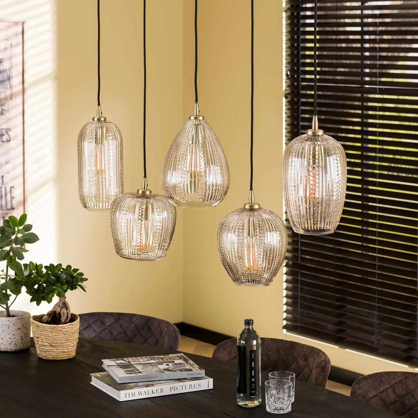 Hängelampe Iris | 5 Leuchten | Diamond Glas