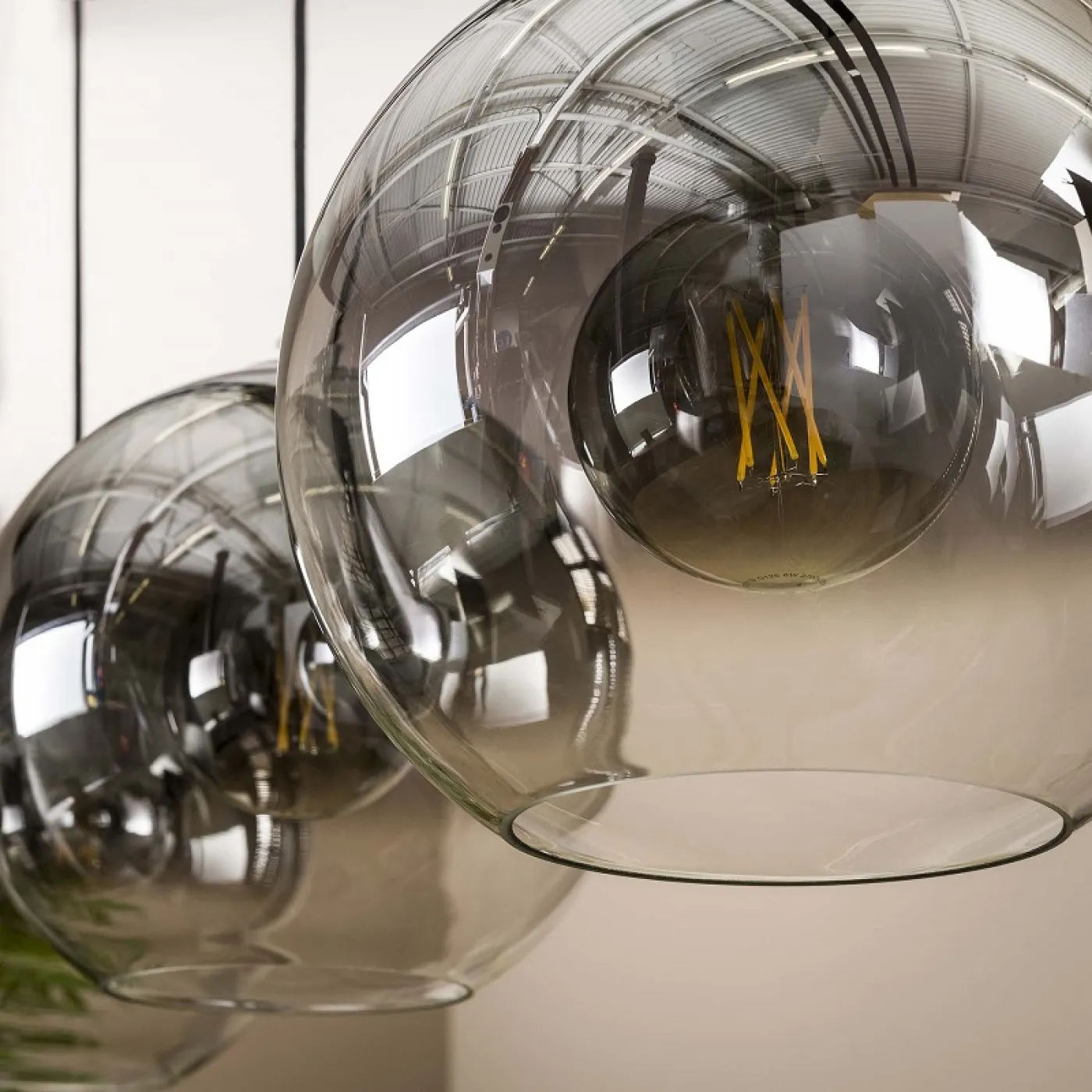 Hängelampe Khons 3 Leuchten | Glas | Altsilber