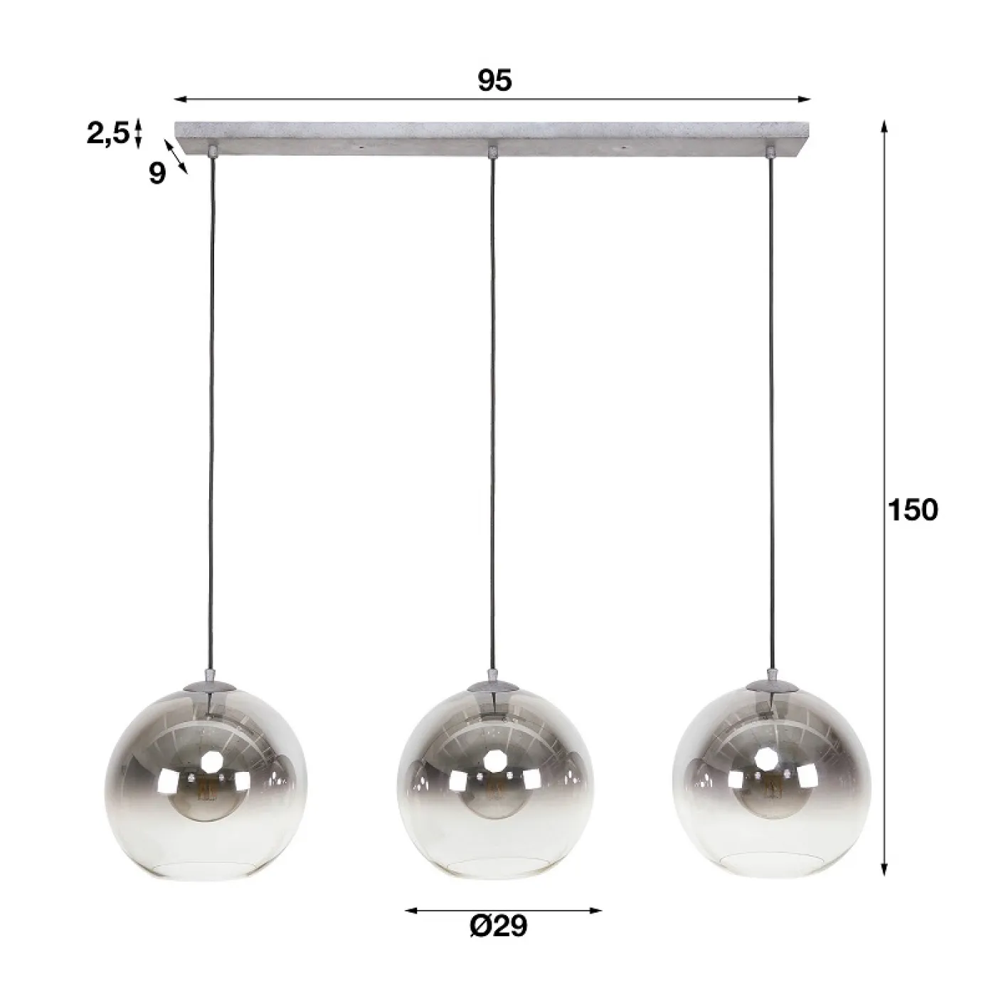Hängelampe Khons 3 Leuchten | Glas | Altsilber