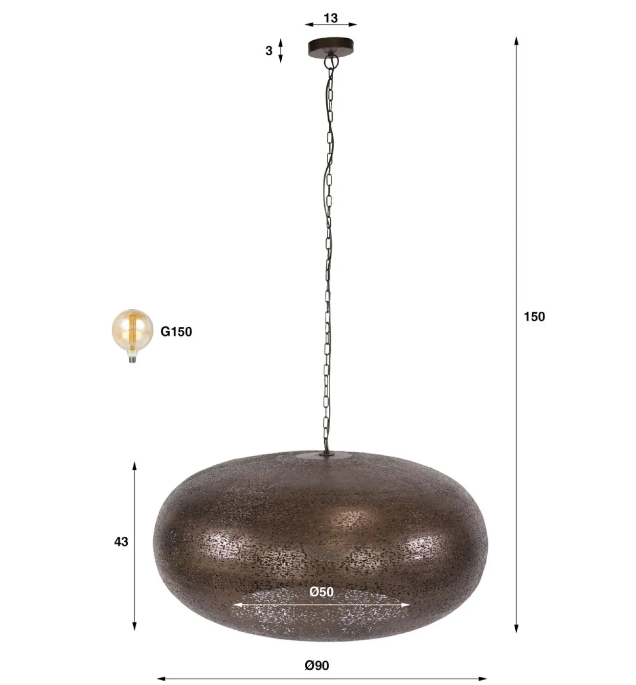 Hängelampe Lumina | 1 Leuchte Ø90cm | Metall | Antikkupfer