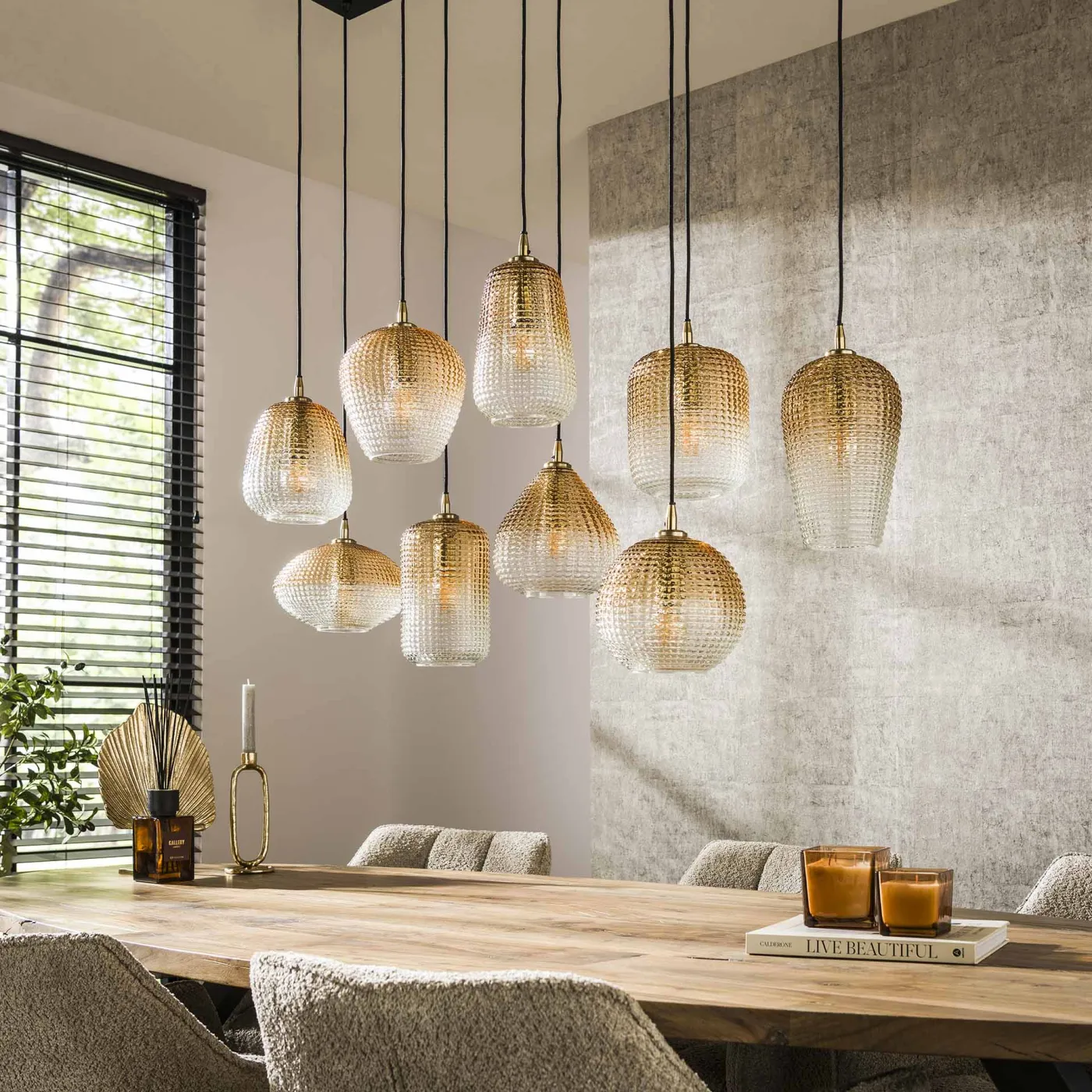 Hängelampe Noko 2 | 9 Leuchten | Braunglas