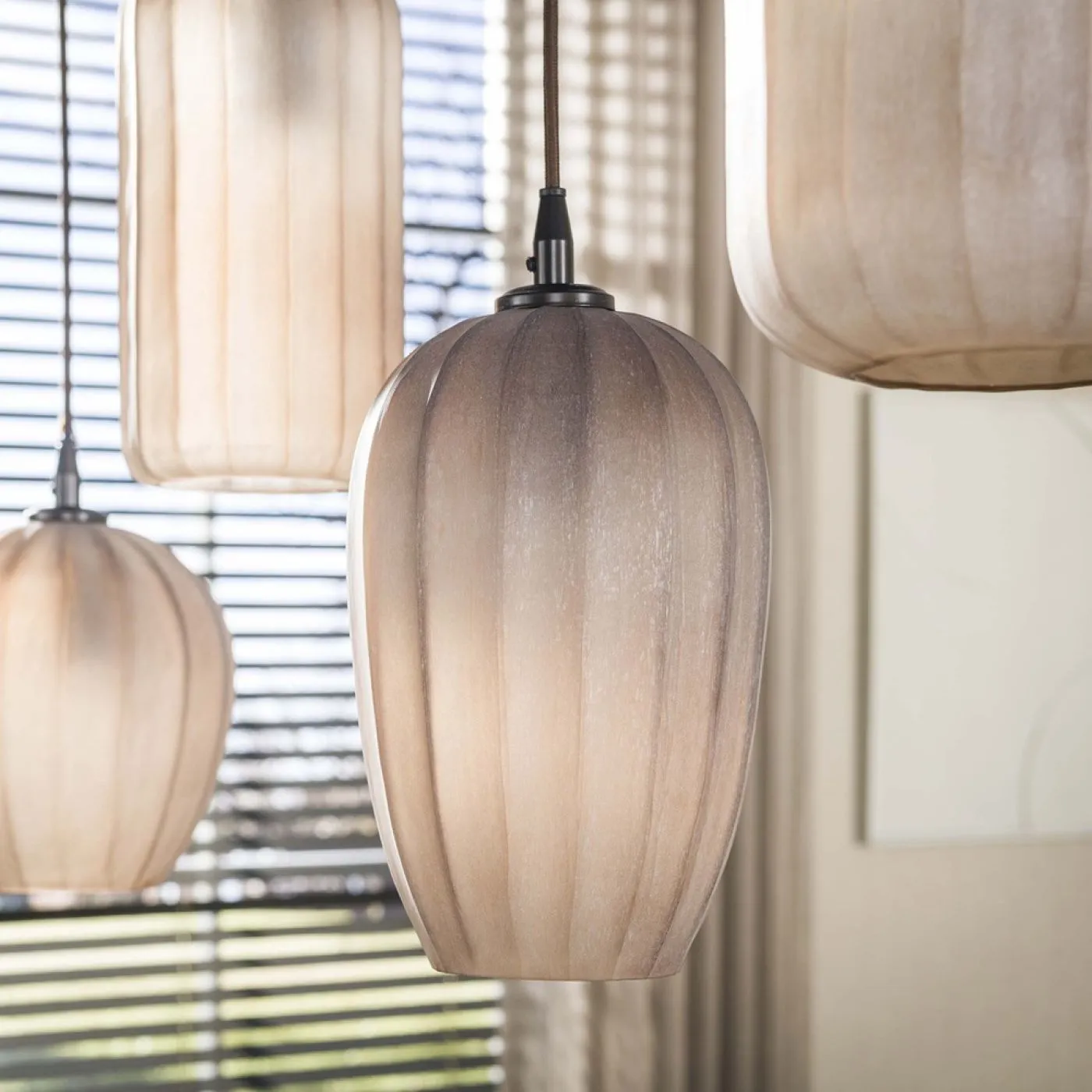 Hängelampe Rondo | 5 Leuchten | Sienna braun-frosted