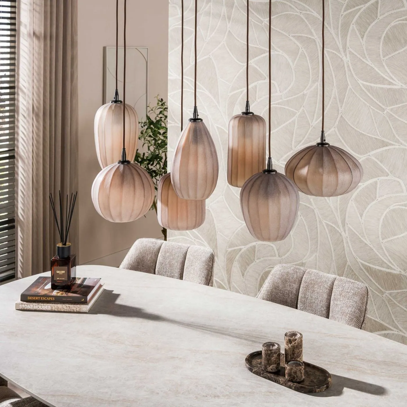 Hängelampe Rondo | 7 Leuchten | Sienna braun-frosted