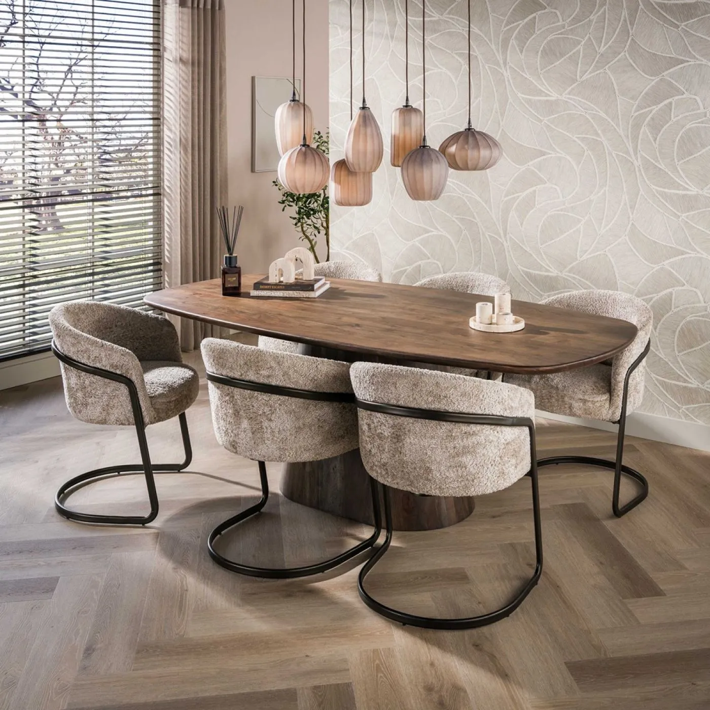 Hängelampe Rondo | 7 Leuchten | Sienna braun-frosted