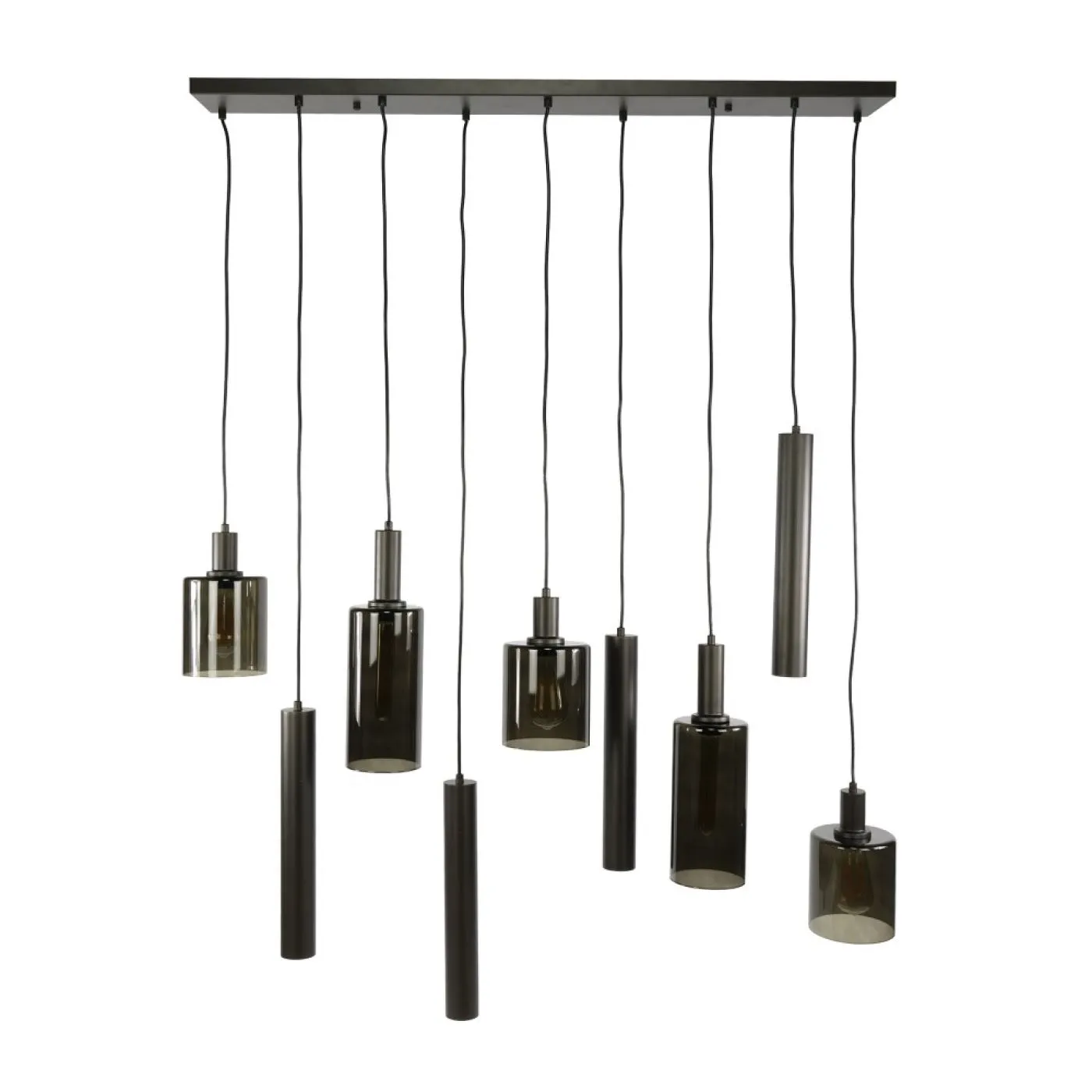 Hängelampe Sierra | 5 + 4 Fassungen | Glas / Metall | Sienna braun