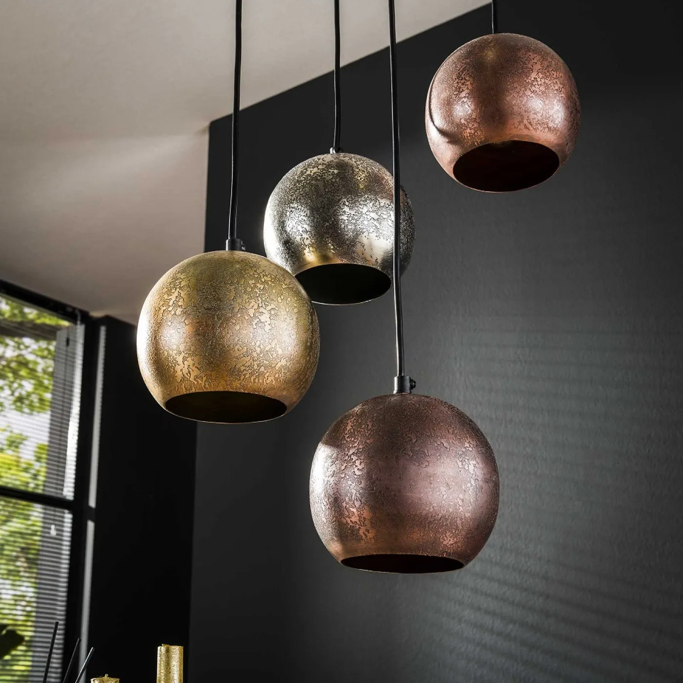Hängelampe Tamashi 6 Leuchten | Metall Kugel | Chrom / Gold / Kupfer