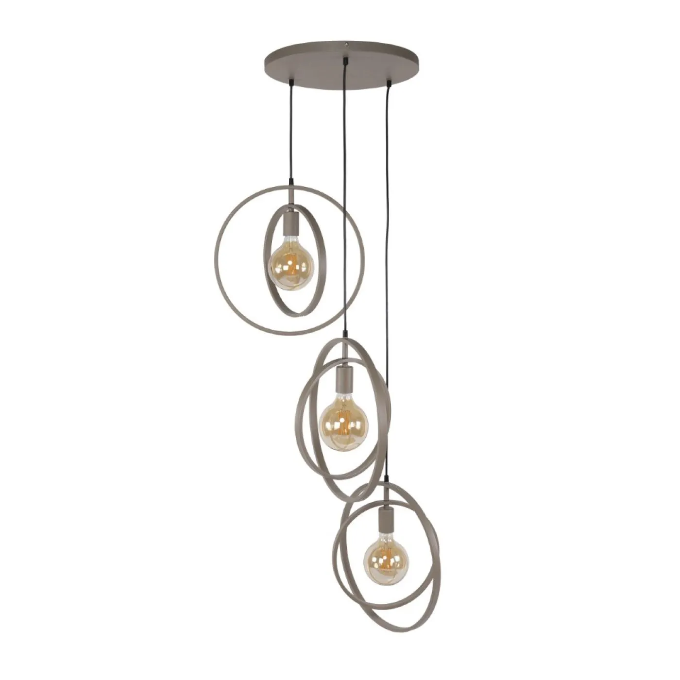 Hängelampe Vejin 3 Leuchten | Metallringe | Beige | gestuft