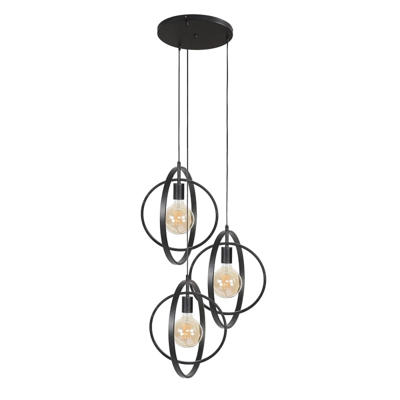 Hängelampe Vejin 3 Leuchten | Metallringe | Charcoal grau | gestuft