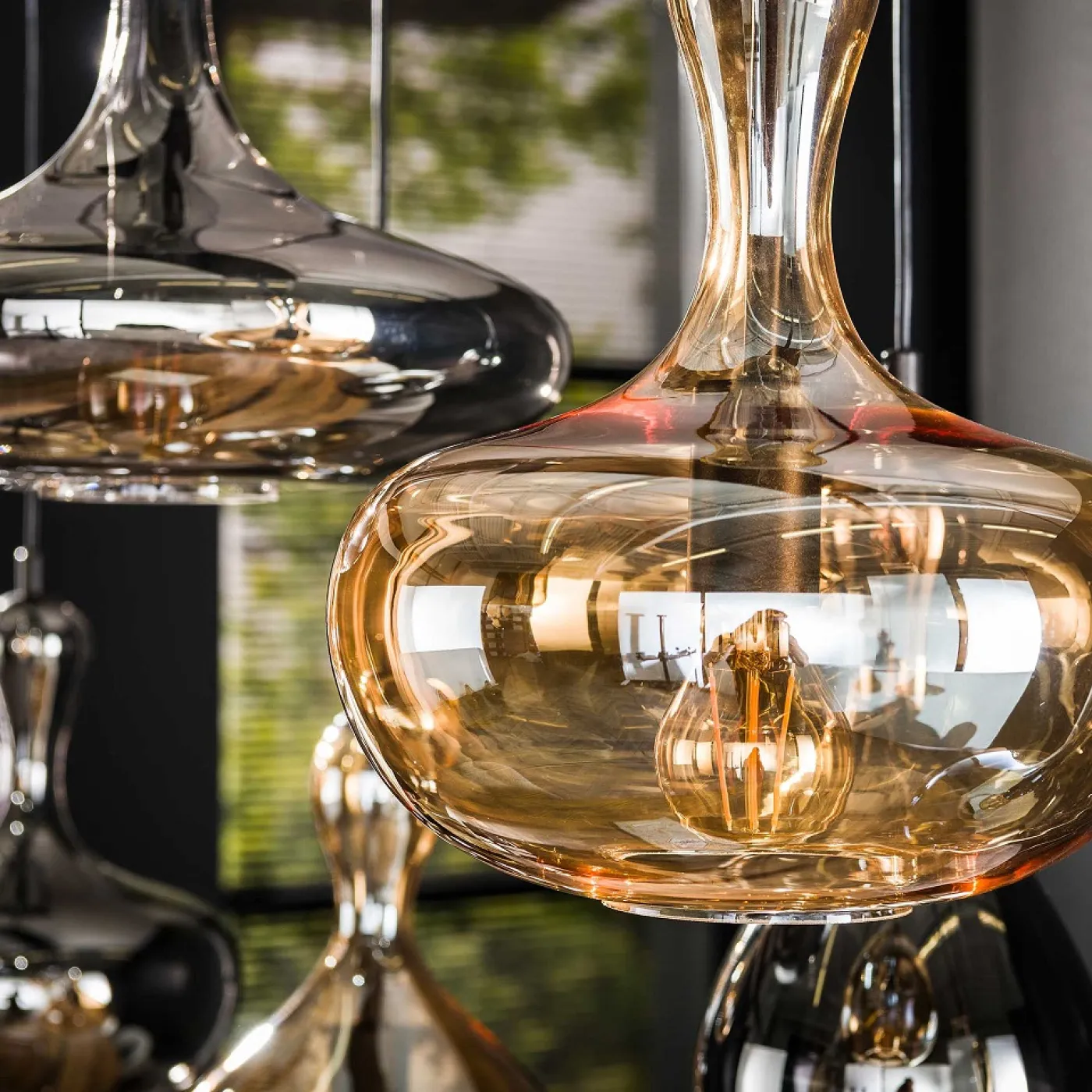 Hängelampe Yoki 7 Leuchten | Glass / Metall | schwarz