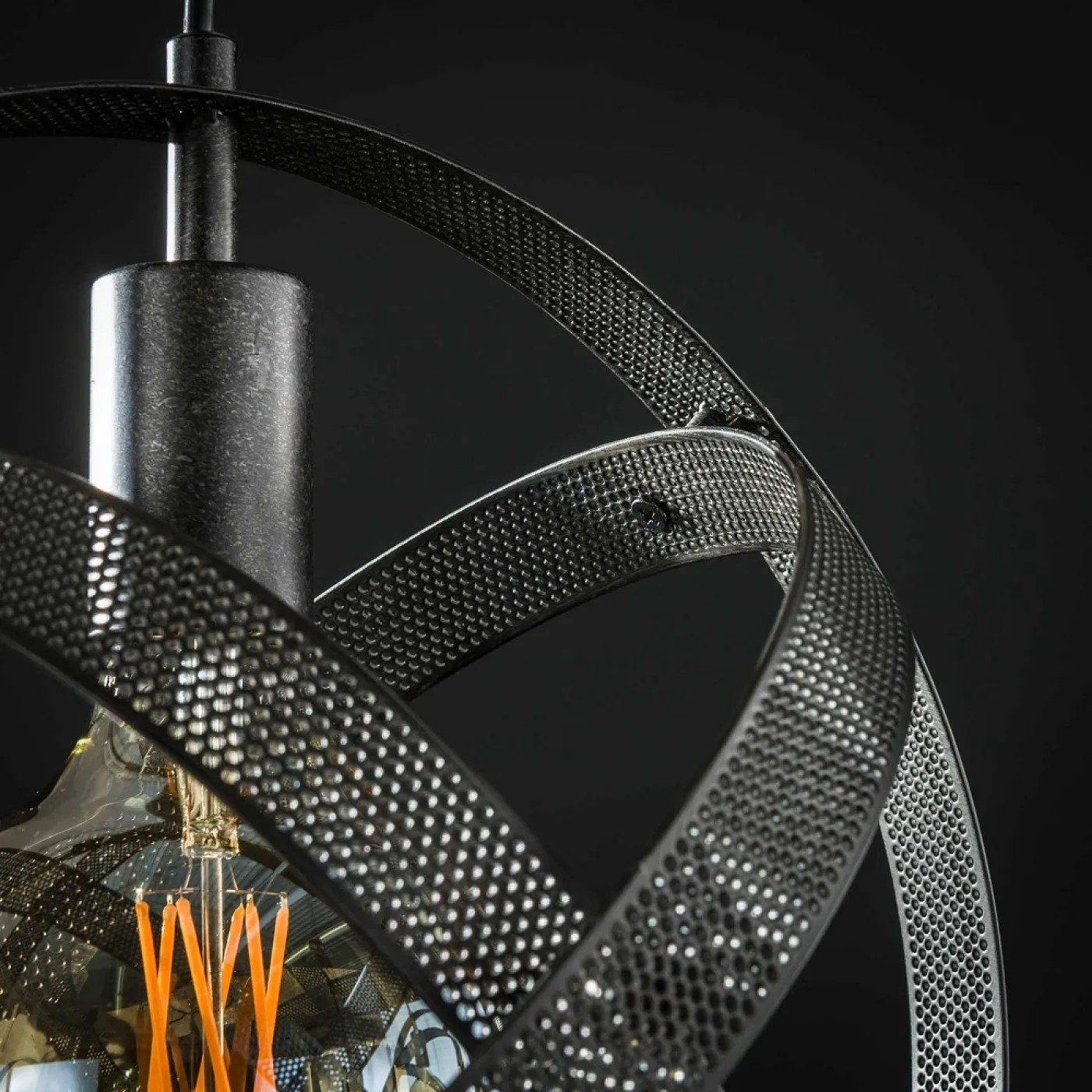 Hängelampe Yubiwa 3 Leuchten | Metallschirme | schwarz