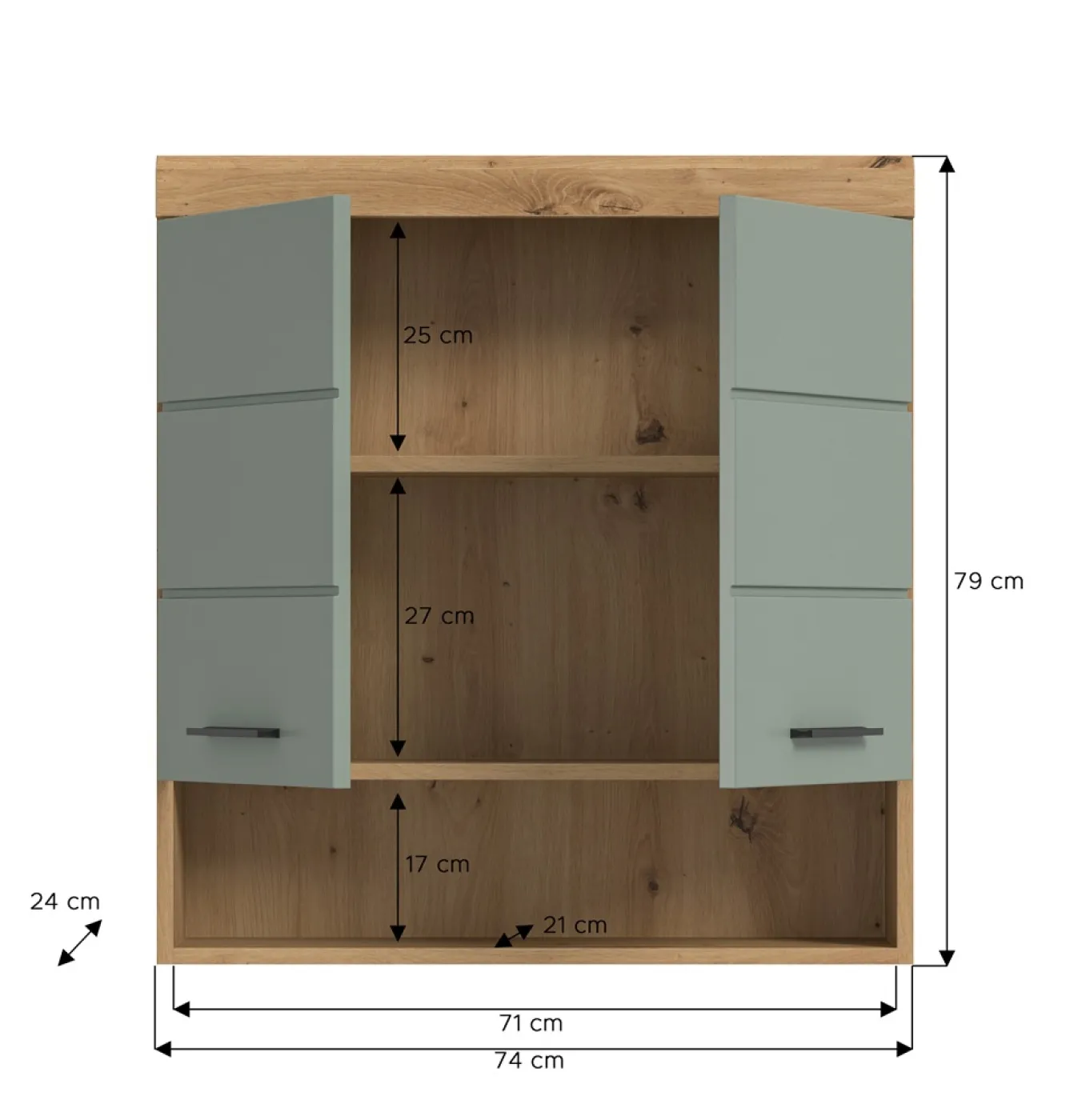 Hängeschrank breit Scout | Salbei / Artisan Eiche