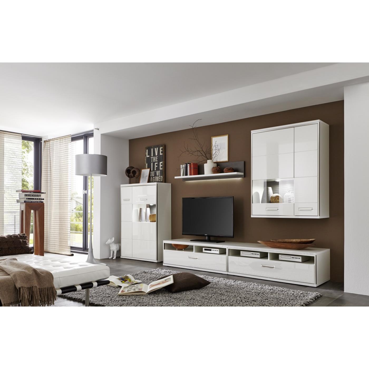 Hängeschrank Hängekommode Trento | weiß Hochglanz | LED Beleuchtung