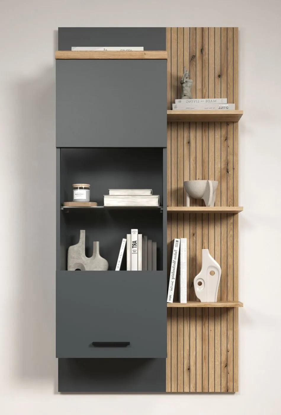 Hängeschrank Regal Baggio | Anthrazit / Coast Evoke Oak