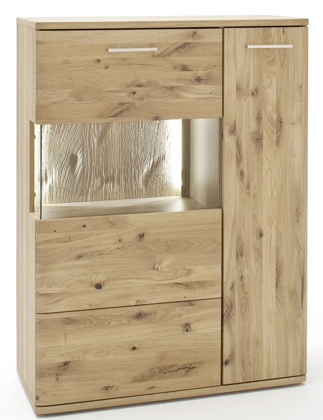 Highboard 2 Santori | Eiche Bianco | LED Beleuchtung mit 2er Set LED Band 30 cm