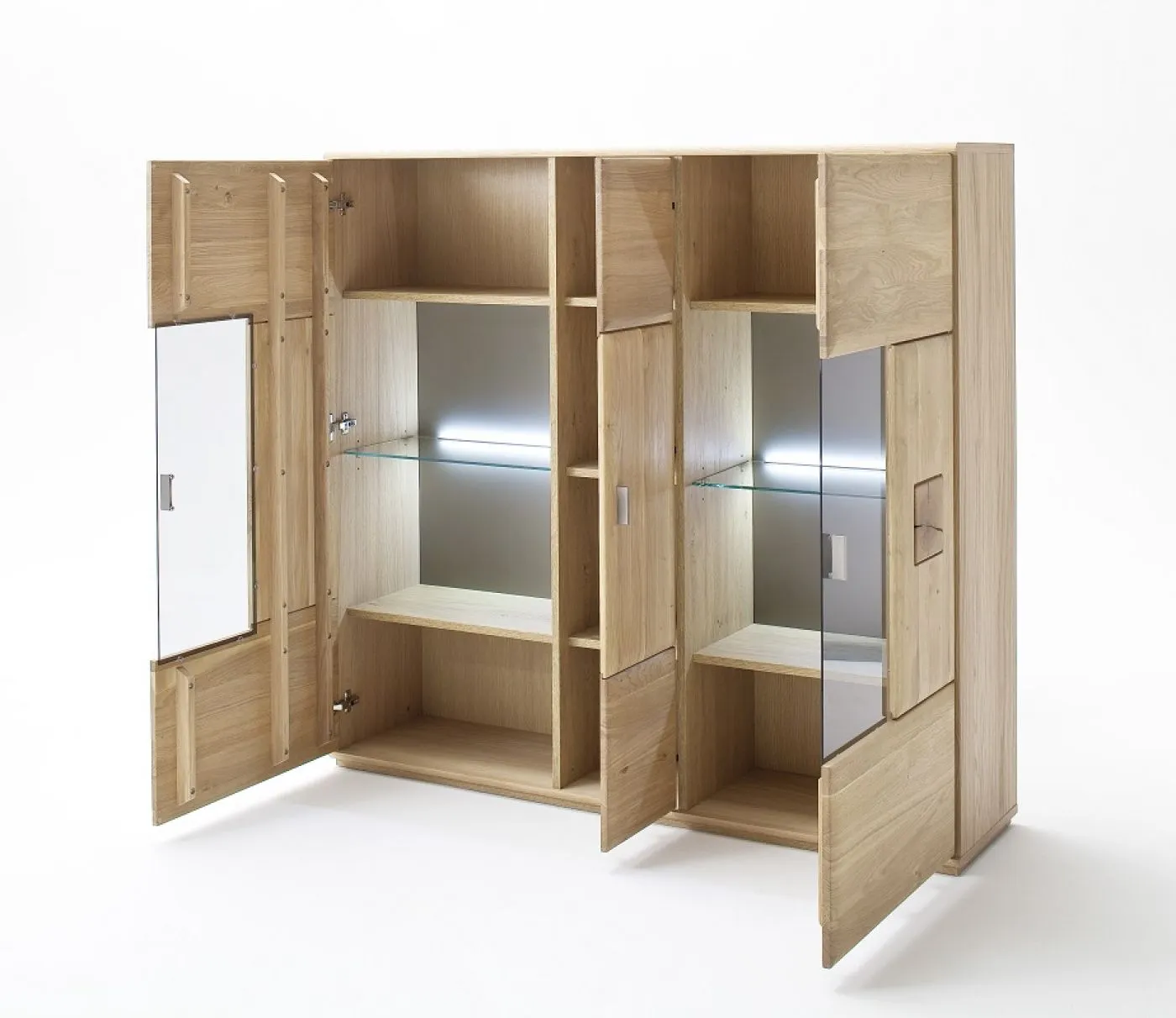 Highboard Bologna 3 | Eiche Bianco | mit LED Rückwandbeleuchtung