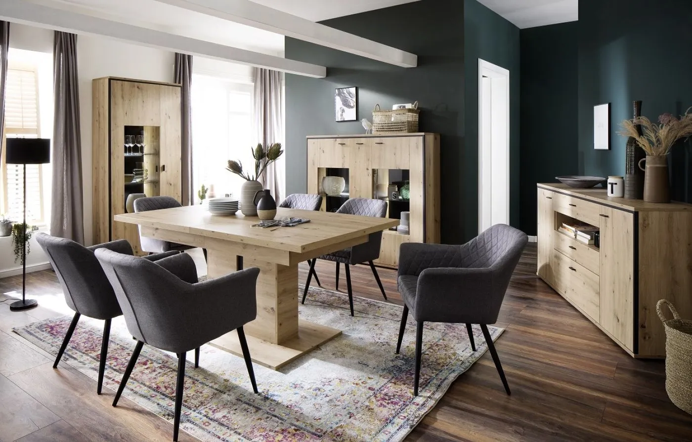Highboard Buenos Aires | Balkeneiche | LED Beleuchtung