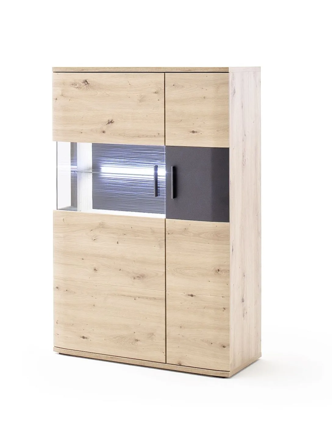 Highboard Cortona 2 | Balkeneiche / anthrazit | ohne Beleuchtung