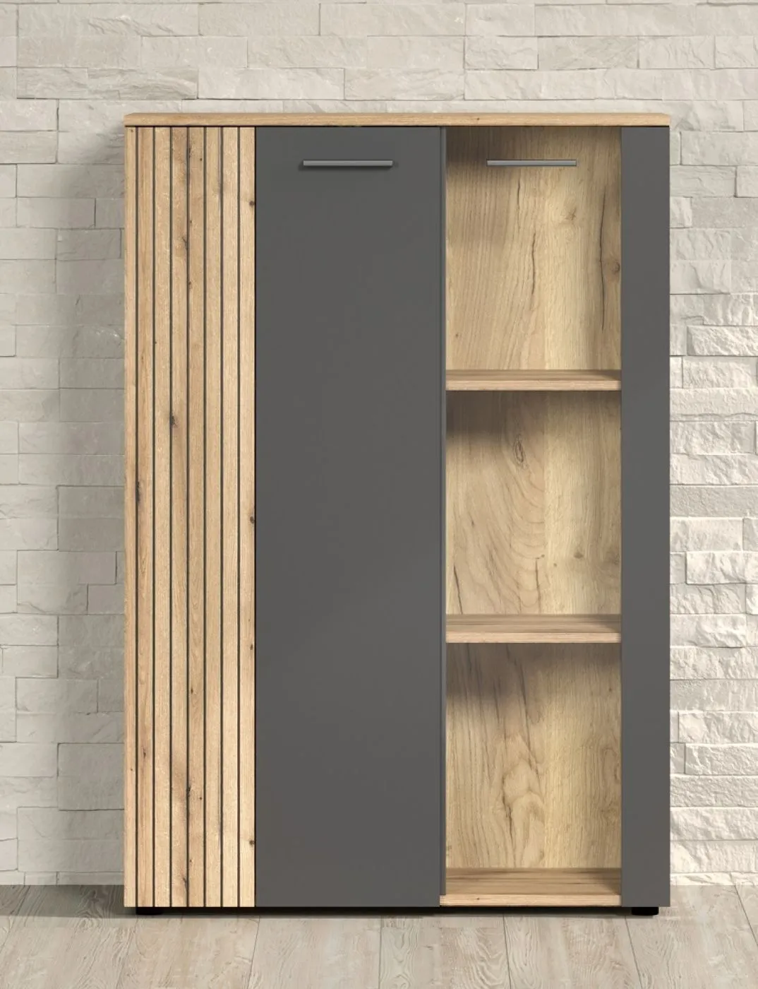 Highboard Esteban | Anthrazit / Coast Evoke Oak ohne Beleuchtung