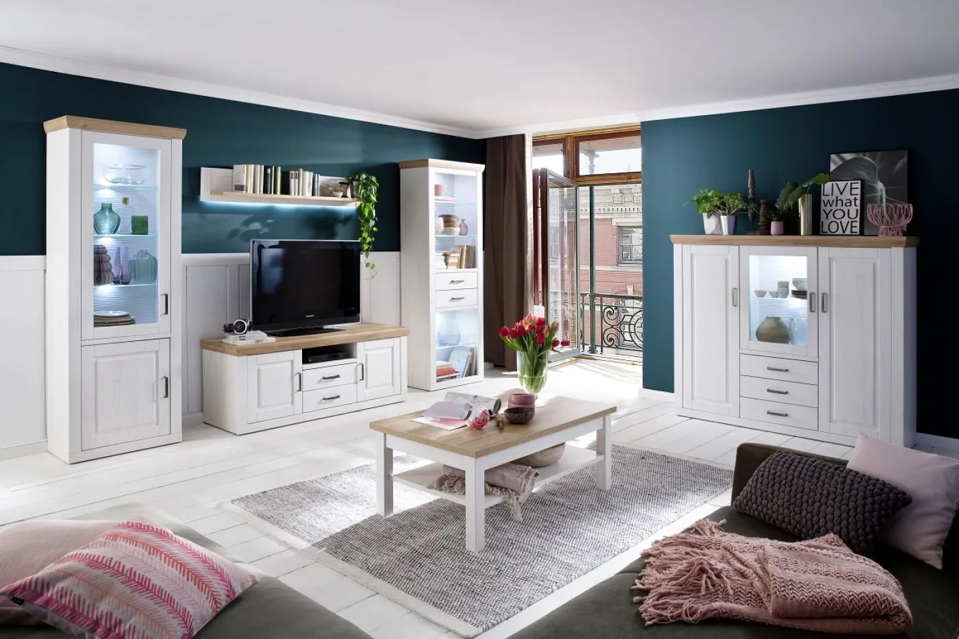Highboard II Brixen | Landhaus modern | Pinie Aurelio / Grandson Oak ohne Beleuchtung