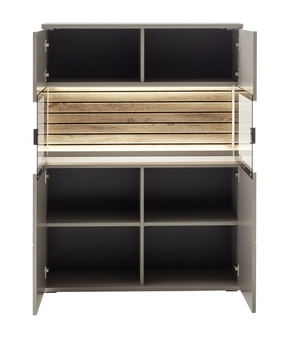 Highboard Lüttich 2 | Basalt / Wotan Eiche | mit Bandbeleuchtung