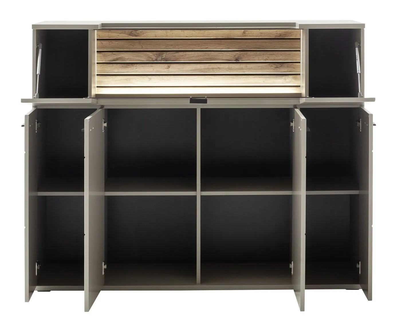 Highboard Lüttich | Basalt / Wotan Eiche | optional LED Beleuchtung