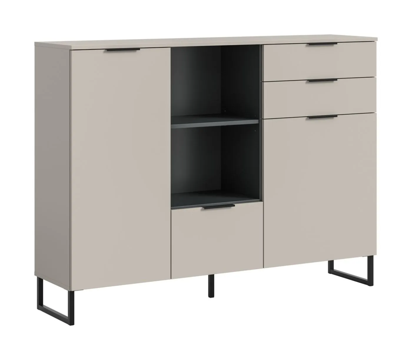 Highboard Noida | Kaschmir / schwarz ohne Beleuchtung