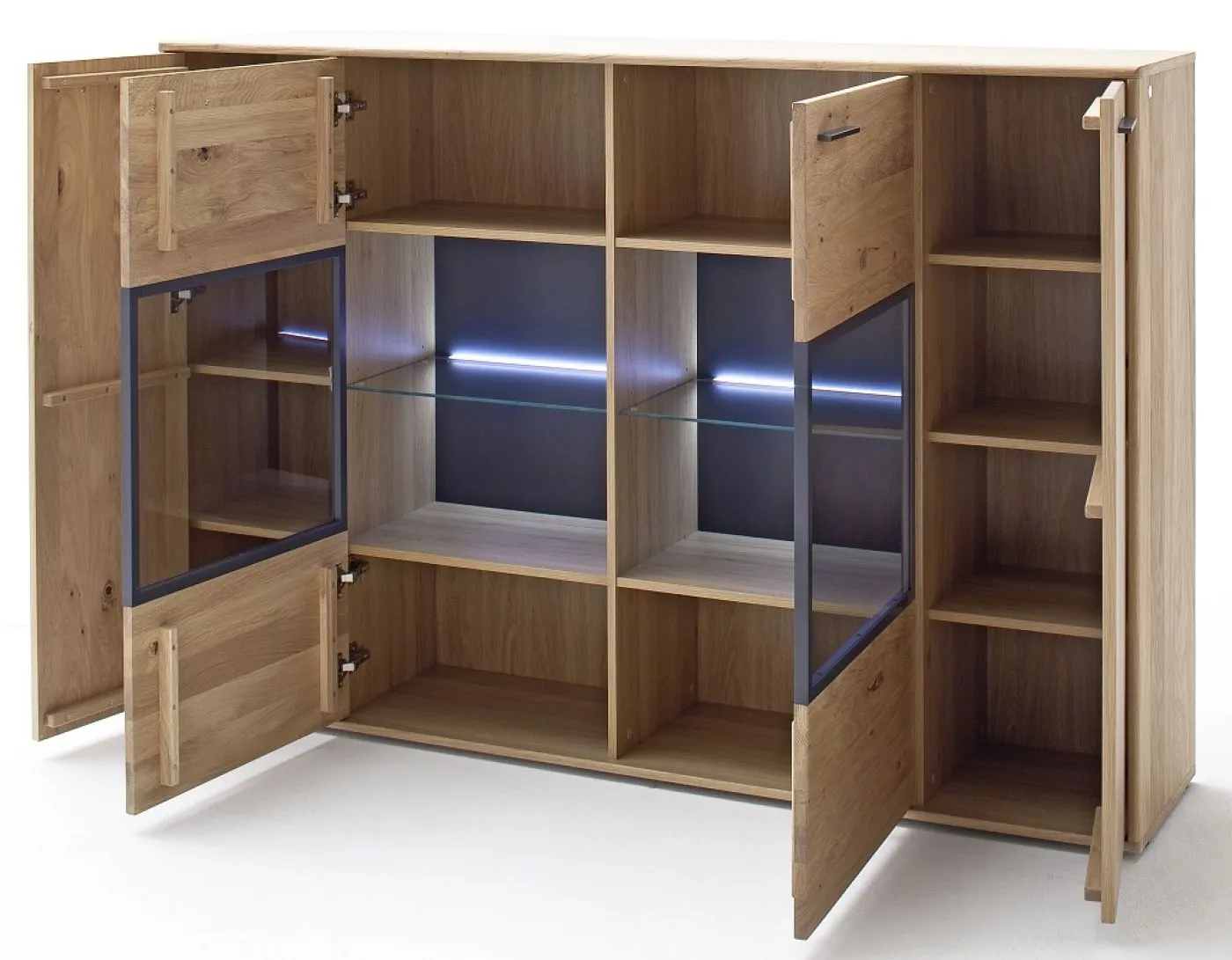 Highboard Portland 2 | Asteiche Bianco | LED Beleuchtung