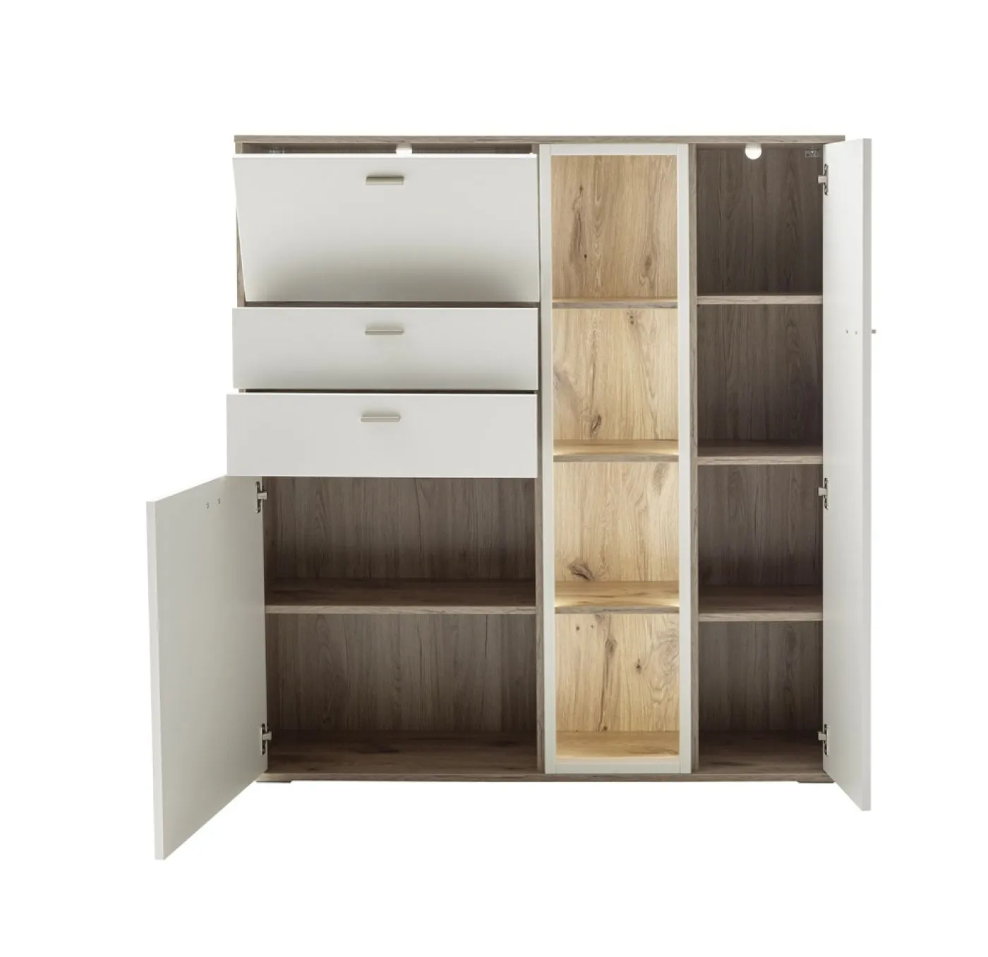 Highboard Santerno | Soft white / Viking Oak | ohne Beleuchtung