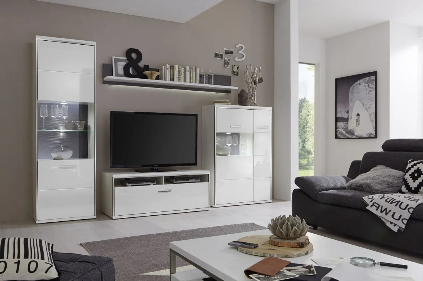Highboard Trento 3 | weiß Hochglanz | ohne Beleuchtung