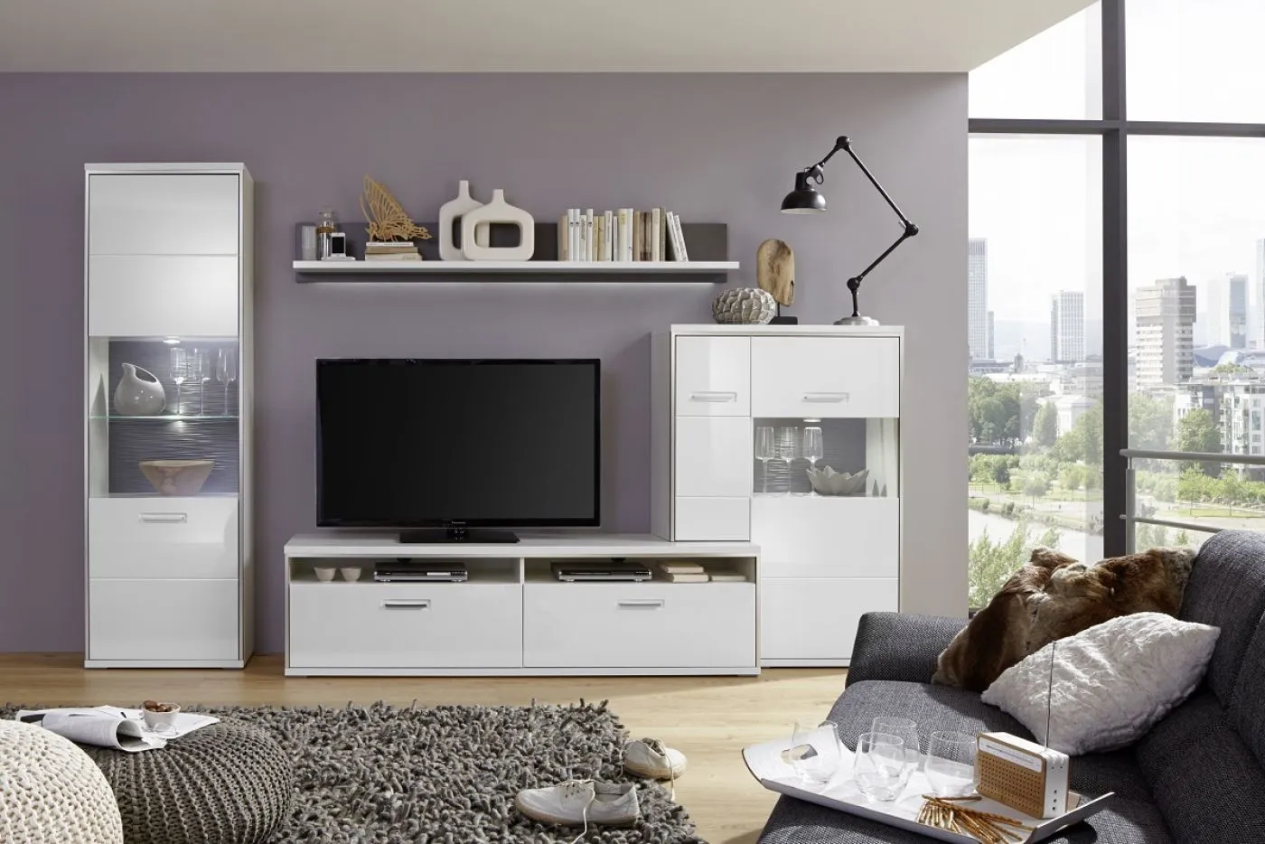 Highboard Trento 4 | weiß Hochglanz | LED Beleuchtung
