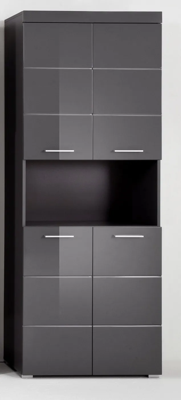 Hochschrank breit Amanda | grau Hochglanz