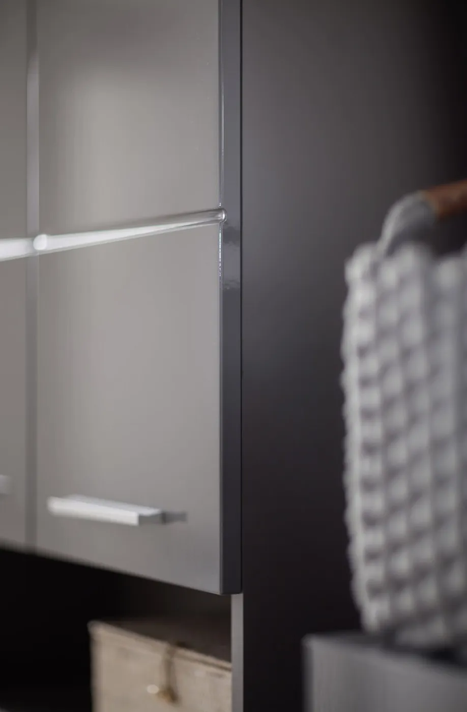 Hochschrank breit Amanda | grau Hochglanz